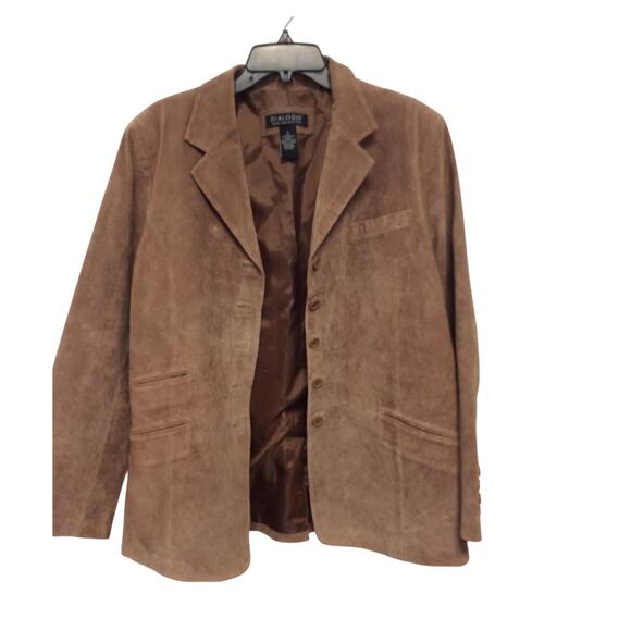 Brown Suede Leather Blazer - Size 12 - Equestrian Oak Bluffs Vibe - Picture 1 of 3